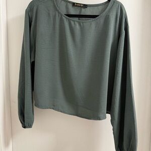 Ryu Women's Dark Green crop Long Sleeve Blouse